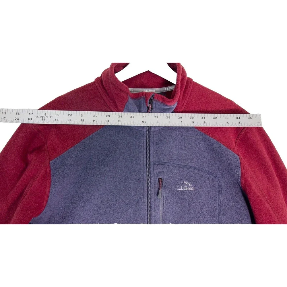 LL Bean Full Zip Fleece Jacket Mock Neck Men's Size XL Burgundy Gray